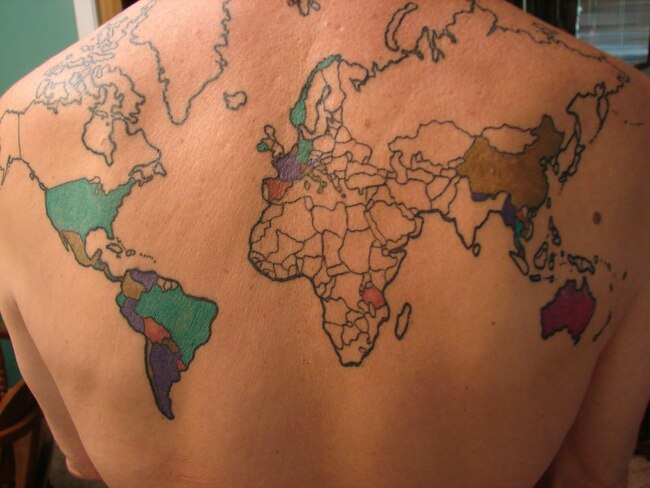 Татуировки и пътешествия - Бонус: Карта от типа "тук съм бил"