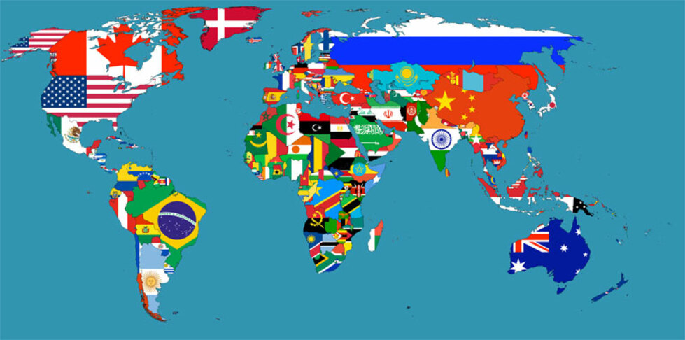 12 карти на света, какъвто не сте го виждали - Карта на света в национални флагове