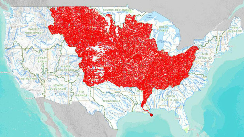 12 карти на света, какъвто не сте го виждали - Карта на 7000-те реки, които се вливат в Мисисипи