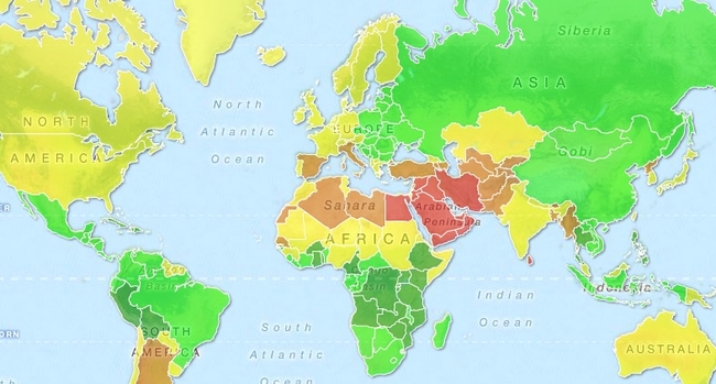 Световна карта на лесните и трудните жени