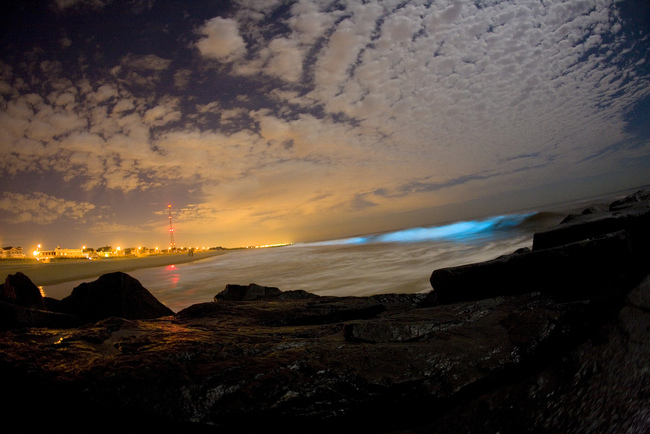 5 места, където водата свети нощем - Брегът в Манаскуан, САЩ