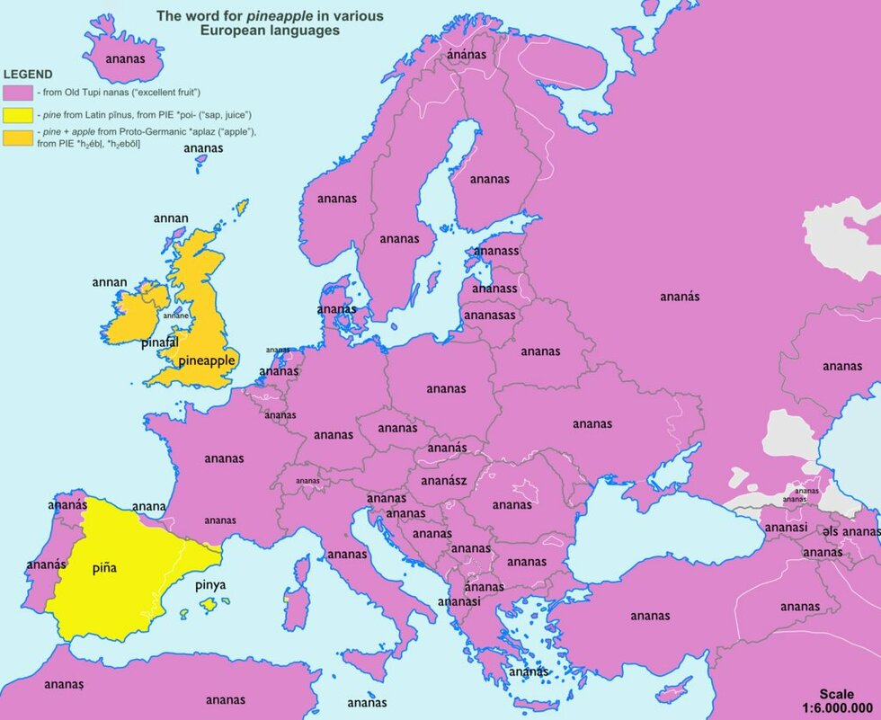 8 забавни карти на думите в Европа - Ананас
