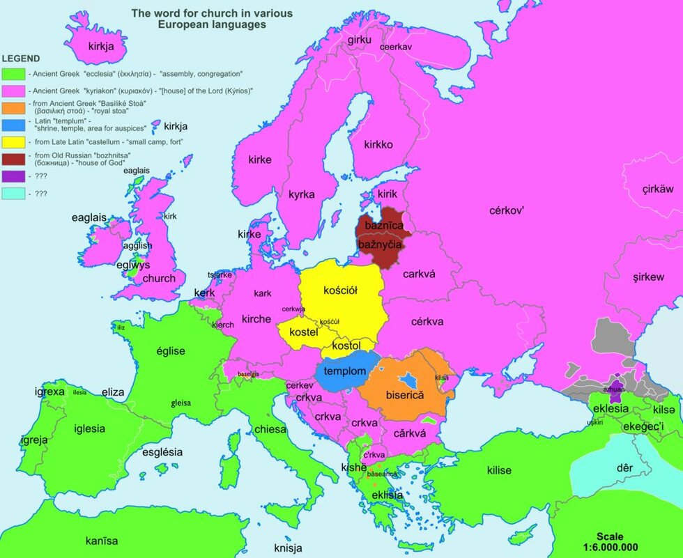 8 забавни карти на думите в Европа - Църква