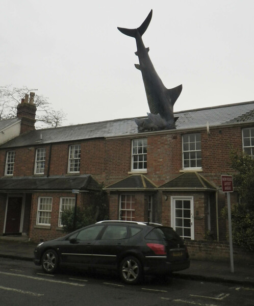 Фото сряда: 10 статуи отвъд границите на абсурда - Къде е акулата в Оксфорд?