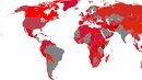 6 забавни, но безполезни карти на света - Държави, които имат червено в знамето си