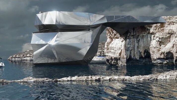 Футуристична сграда на мястото на падналата скална арка в Малта