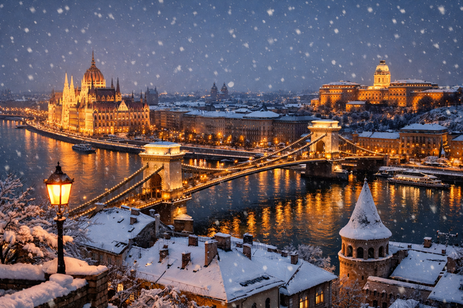 Будапеща през зимата – топлина под снега и светлини над Дунава