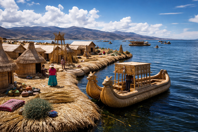 Плаващите острови на езерото Титикака – живот върху тръстика